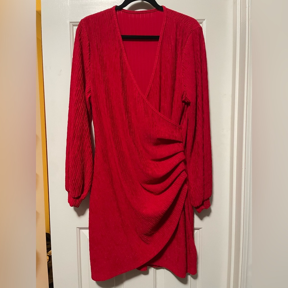 Elegant Red Wrap Dress
